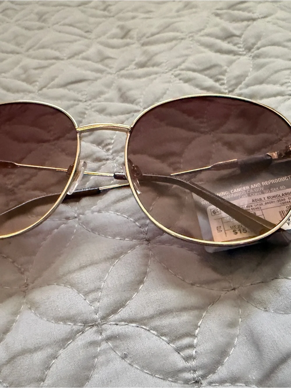 Universal Thread Gold Round Sunglasses with Brown Lenses
